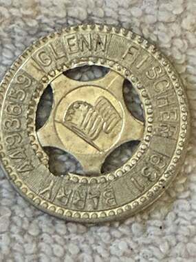 Vintage Personaized Aluminum Good Luck Token Glenn Fischer 1931-1936